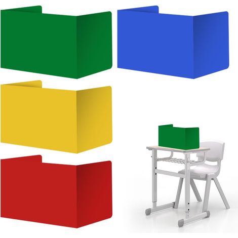 4 Pièces Séparateur de Bureau Multicolore Séparateur Table 42x34x35 cm Panneau de Séparation de Bureau Pliable pour L'école, Le Bureau, La Bibliothèque (1/5)