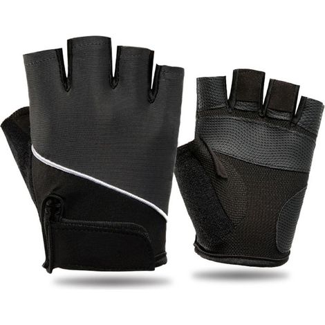 Men's and women's black and Grey weight lifting Gloves - Breathable half finger exercise gloves,No label black (1/5)