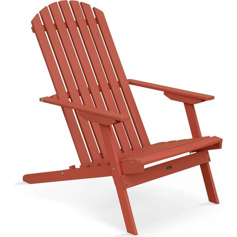 Fauteuil relax pliant en bois d'eucalyptus terracotta
