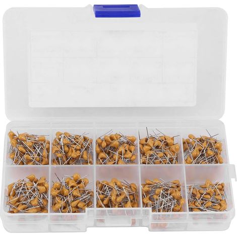 Condensateur en céramique, 10 valeurs 50V 10PF-680PF Condensateur en céramique monolithique Kit assorti Condensateur en céramique Kit d'assortiment Condensateurs, 500PCS (1/5)