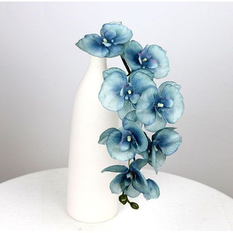 Single autumn Phalaenopsis artificial flower artificial flower hotel wedding wedding decoration home decoration Blue (1/3)