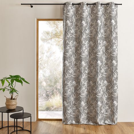 Rideau tamisant jacquard à motifs végétaux Naturel 140x260 cm