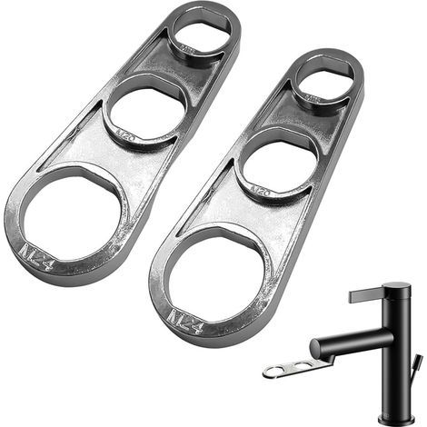 Set di 2 chiavi M16/M18/M20/M22/M24/M28 per aeratore del rubinetto, ventola del lavello e cartuccia miscelatrice. (1/5)