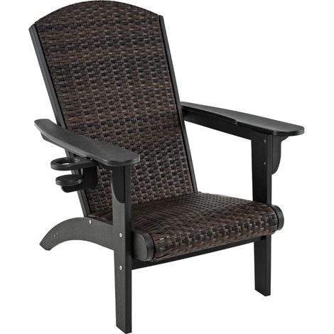 Sedia da giardino Adirondack 92 x 76 x 100 cm comfort ergonomico con portabicchieri HDPE nero 200011186
