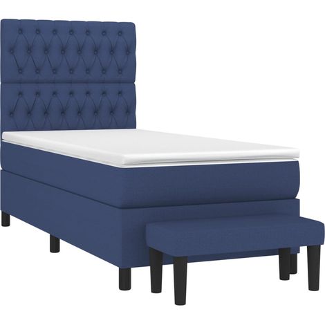 Sommier Ă lattes de lit avec matelas Bleu 100x200 cm Tissu vidaXL (1/5)