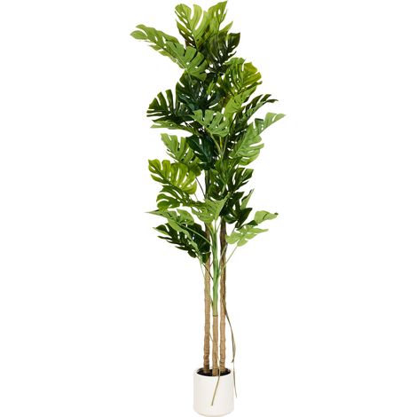 Planta artificial en maceta para interior moderna de plástico maceta blanca 221 cm Monstera Plant