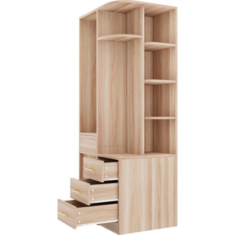 Armadio aperto con cassetti 70x55x175 cm in legno e metallo colore legno HOMVRA (1/5)