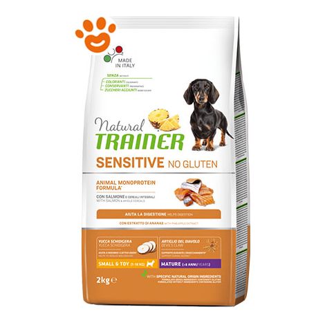 Trainer Natural Dog Sensitive No Gluten Mature Small & Toy Salmone  - Trainer Natural Dog Sensitive No Gluten Mature Small & Toy Salmone - Sacco Da 2 Kg