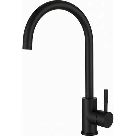 Robinet Cuisine Pivotant 360° – Mitigeur Évier Arc Élevé en Acier Inoxydable, Robinet Cuisine avec Levier Unique, Robinet Évier Cuisine Moderne, Installation Facile (NOIR MAT) (1/3)