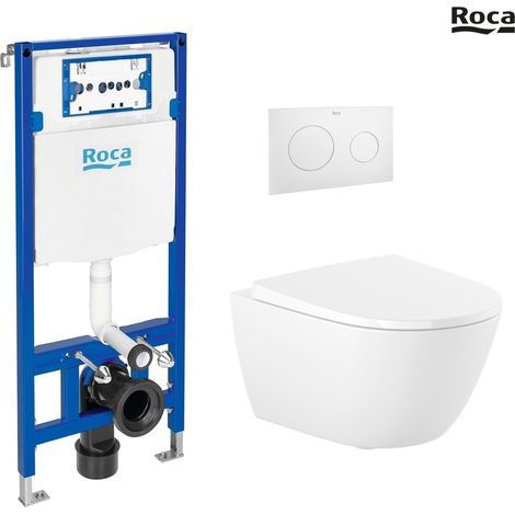 Pack WC Bastidor empotrado ROCA Duplo One cisterna con inodoro suspendido ROCA Ona 53 cm pulsador PL10 blanco mate (1/4)