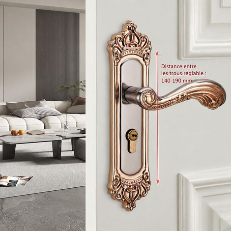 Serrure mécanique à poignée pour porte intérieure, modèle 610-10, panneaux finition titane réglables H, paire sans corps ni cylindre, 1 kg – Livraison gratuite
