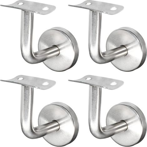 304 Stainless Steel Handrail Bracket for Stair Railing, Wall Mount, Wood Railing, Silver (4 Pieces) (1/4)