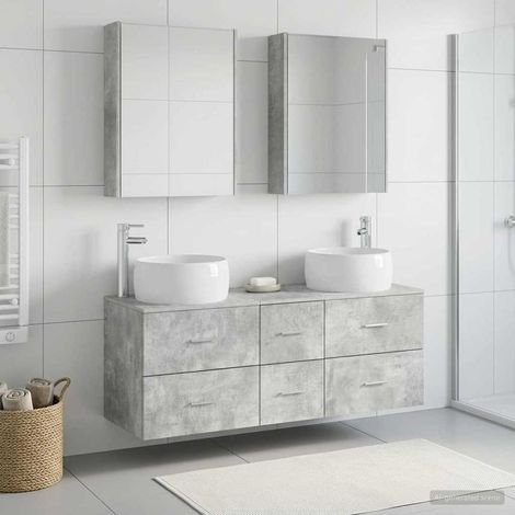 vidaXL Bathroom Furniture Set 5 pcs Concrete Grey (1/5)