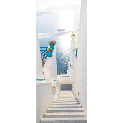 – Sticker trompe l'oeil effet 3D pour porte intérieure – Dimensions 77x200 cm – Autocollant décoratif pour bureau, chambre, salon, salle de bain (1/5)