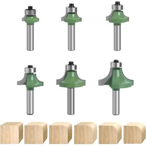 Set di 6 frese per fresatrice, frese per profilatura, gambo da 8 mm, fresa professionale per bordi in metallo, frese rotonde in metallo duro, fresa per falegnameria, angoli arrotondati (1/5)