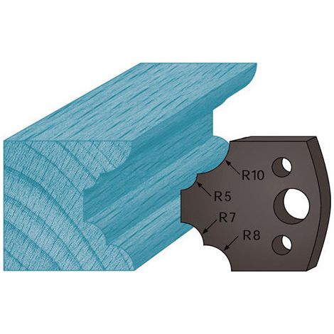 Diamwood Jeu de 2 contre-fers profilés Ht. 38 x 4 mm quart de rond multiples A22 - Épaisseur 4 mm - Entraxe 24 mm - Compatible avec porte-outils CMT, LEMAN, HOLZMANN (1/2)