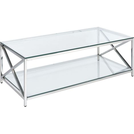 Couchtisch AUDET Sicherheitsglas Silber