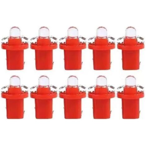 Paquete de 10 bombillas LED T5 con portalámparas, 12V BAX10d B8.5D, bombillas para salpicadero de coche y motocicleta.