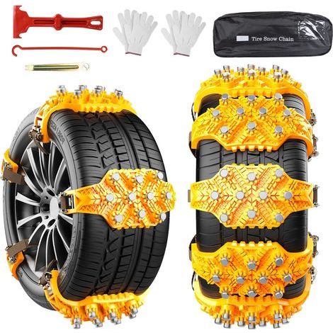 Chaînes à Neige pour auto 8Pcs Chaine Neige Universelles d'Urgence Réglables pour Voiture Camionnette SUV Adaptées aux Pneus Largeur 165mm - 245mm Installation et Retrait Faciles (1/5)