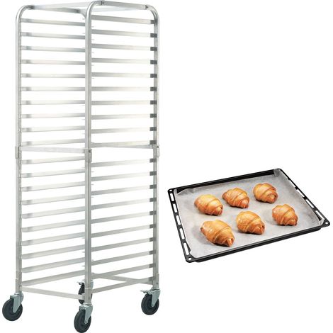 Étagère à pain 20 niveaux avec roulettes de frein, aluminium, pour plaques de boulangerie, équipement professionnel, 66x51,8x177,8 cm (1/5)