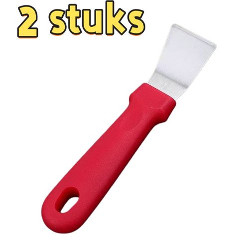 Lot de 2 pelles à graisse en acier inoxydable avec petite pelle incurvée pour nettoyer le fond des poêles et retirer les résidus de graisse longueur 11,5 cm couleur rouge (1/5)