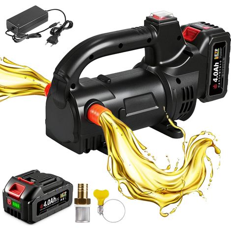 40L/min Pompe gasoil sans fil 4Ah batterie transfert diesel kérosène Autonomie de la batterie 30min, vidange d’un fût de 60 litres en 1 minute, moteur sans balais, hauteur de levage 10m (1/5)