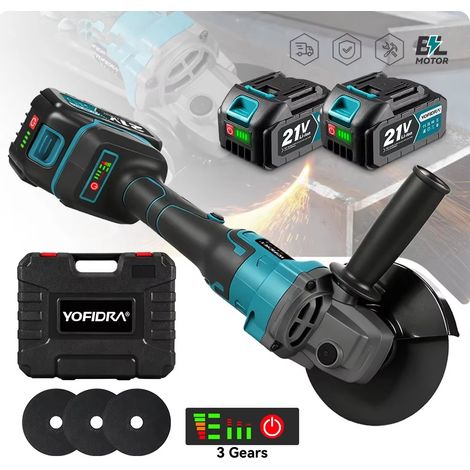 Meuleuse d'angle sans fil 125 mm brushless M14 compatible Makita – machine de découpe et ponçage électrique professionnelle avec 2 batteries et chargeur (1/5)