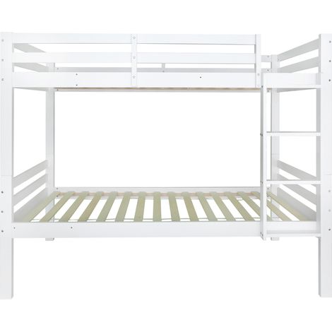 Letto a castello per bambini bianco 90x200 cm in legno di pino con scala e barriera (1/5)