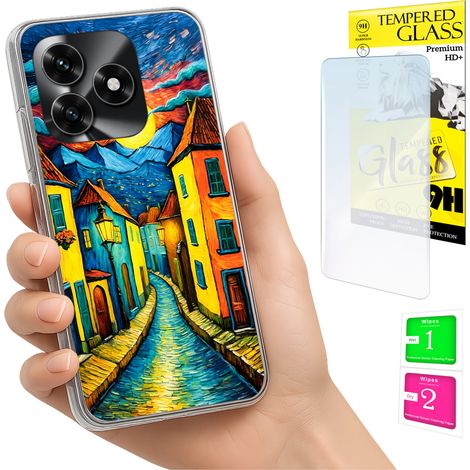 Custodia per Honor X5C Plus / X5C 4G con grafica fotografica sul retro e vetro 9H. (1/5)
