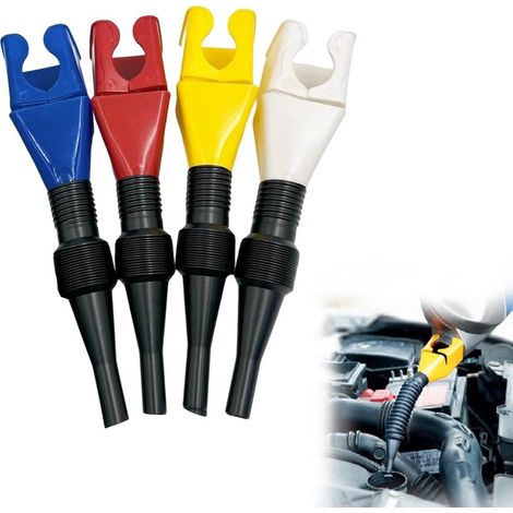 4 Pièces Entonnoir Pliable Carburant Flexible Universel, Entonnoir Huile Moteur, Entonnoirs Multifonctions en Plastique, Clapet Antigoutte pour Vidange Voiture (1/5)