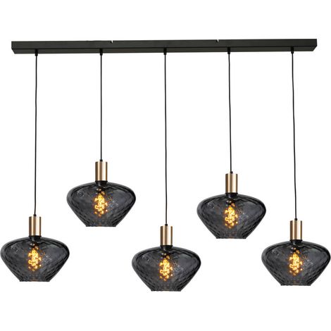 Lampe suspendue 5 lumières - dorée - Porto avec verres transparents Blossom - 2711-05-02-130-5-8 (1/3)