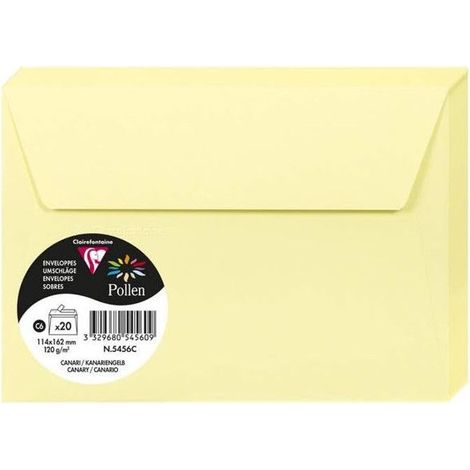 Enveloppe - CLAIREFONTAINE - Pollen - 120g - 114x162mm - Jaune