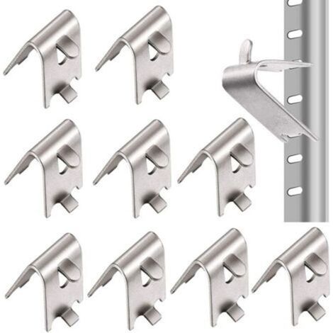 10 Pièces Inoxydable Carré Clips Réfrigérateur, Étagères Réfrigérateur à Clip, 1,5 mm Épaissir Acier Inoxydable 304 Durable Supports Tablette Congélateur pour Réfrigérateur, Congélateur (Argent) (1/5)