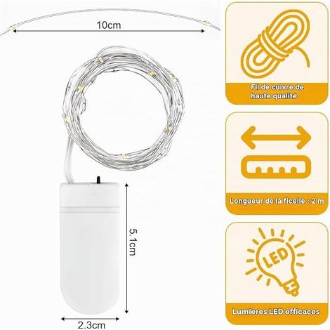 Mini Waterproof Battery LED Fairy Lights, Copper Wire LED Fairy Lights Girl Light for Bottle, Wedding, Party, Christmas (1/4)