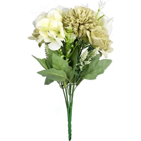 Bouquet di fiori artificiali con aglio - Mix di 7 specie, 32 cm, verde (1/3)