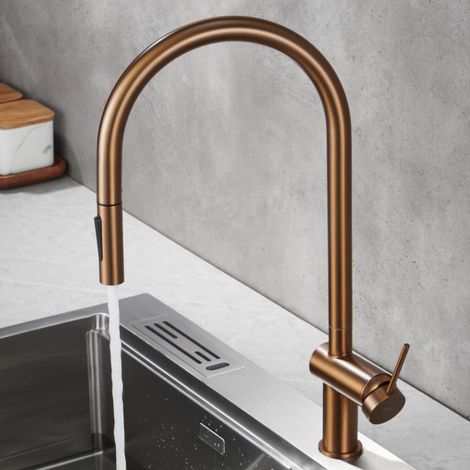 Imex -  Grifo Monomando de Cocina Extraible Oro Rosa Serie  Berna