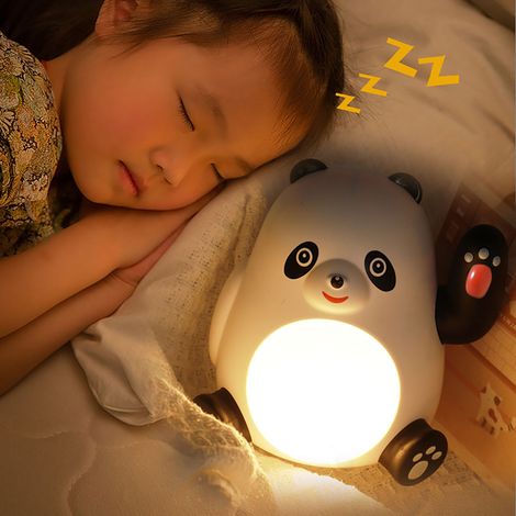 Kleines Nachtlicht, minimalistische und moderne Tischlampe für Kindergarten- und Grundschulkinder, Geburtstagsgeschenk mit Panda-Motiv. (1/4)