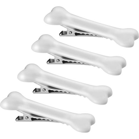 Barrette En Forme D Os Pour Cheveux - 5 5 Cm - Blanc - 4 Pièces (1/5)