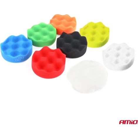 Kit d'éponges à polir, 8 éponges à polir + disque de 80 mm + adaptateur M14 amio-03699 (1/5)