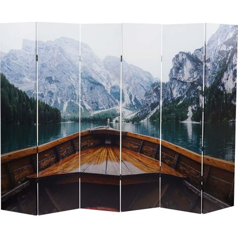 Paravento divisore doppia immagine HHG-843 6 pannelli 244x180cm lago alpino