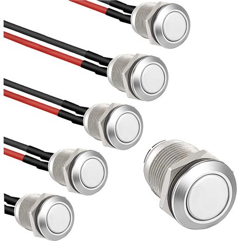 pieces 12mm waterproof push button switch, round push button switch with pre-wiring, DIY stainless steel normally open metal start button