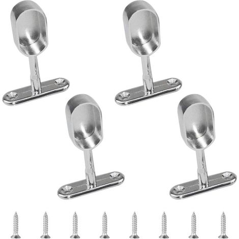 Lot de 4 supports de tringle de placard ovales en alliage de zinc pour armoire, chambre à coucher, salle de bain (1/4)