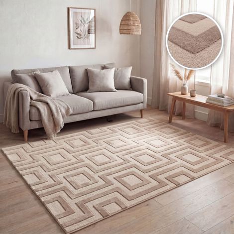 Paco Home Tapis de salon, motifs abstraits géométriques modernes, effet 3D Beige 230x320 cm (1/5)