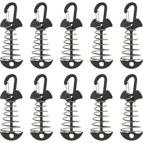Piquets d'ancrage de terrasse, XU, 10 pièces en alliage d'aluminium coupe-vent avec boucle à ressort, Ancre portable pour le camping en plein air - KZQ (1/4)