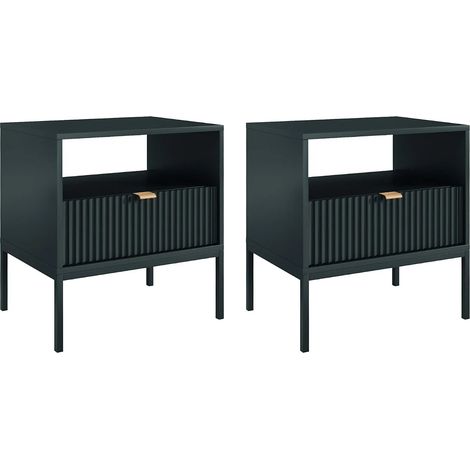 Lot de 2 tables de chevet 1 tiroir et 1 niche - Noir - LIOUBA de Pascal Morabito (1/5)