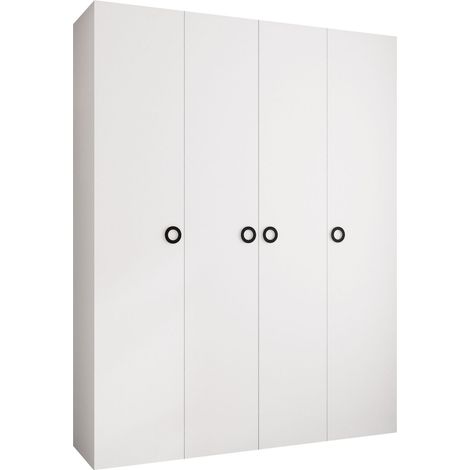 Armario Hartford 554, Blanco, 246x190x52cm, Puertas de armario: Con bisagras, Número de estantes: 16 (1/5)