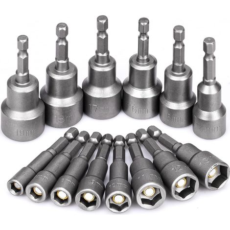 14 Pieces Magnetic Screwdriver Sockets 6-19 mm Hex Bit (1/5)