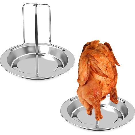Grils de poulet pour barbecue support vertical pliant avec cuvette dgouttage Jardin piscine Barbecue et p (1/5)