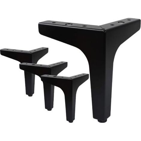 Lot de 4 Pieds de Meubles Charge Jusqu'à 600 KG, Pied de Table Modernes en Métal en Forme de Triangle,Pied Meuble Épingle pour Placard, Canapé,avec 4 Protège Pieds, Noir（17cm） (1/5)