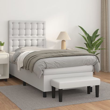 Cama box spring con colchón cuero sintético 90x190 cm
